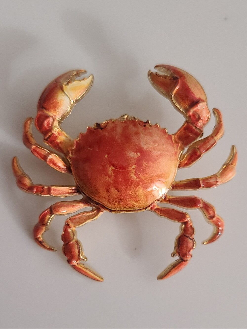 Realistic Crab Brooch New Brautiful Enamel Painted Gold Beach Ocean Animal Coast